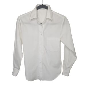 Foxcroft Women's WhiteOxford Pinpoint PureCotton Preppy Ivy League Shirt Size SP